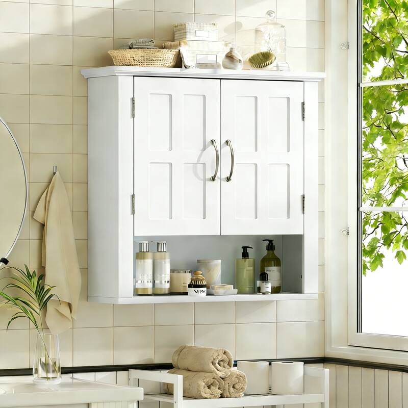 Christopher Knight Home - Modern Wall Mounted Storage Cabinet with Adjustable Shelves and Double Doors