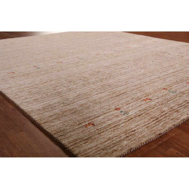Hand Knotted Oriental 100% Wool Carpet Tribal Tribal Brown Gabbeh Area Rug - 9' 5'' X 8' 1''
