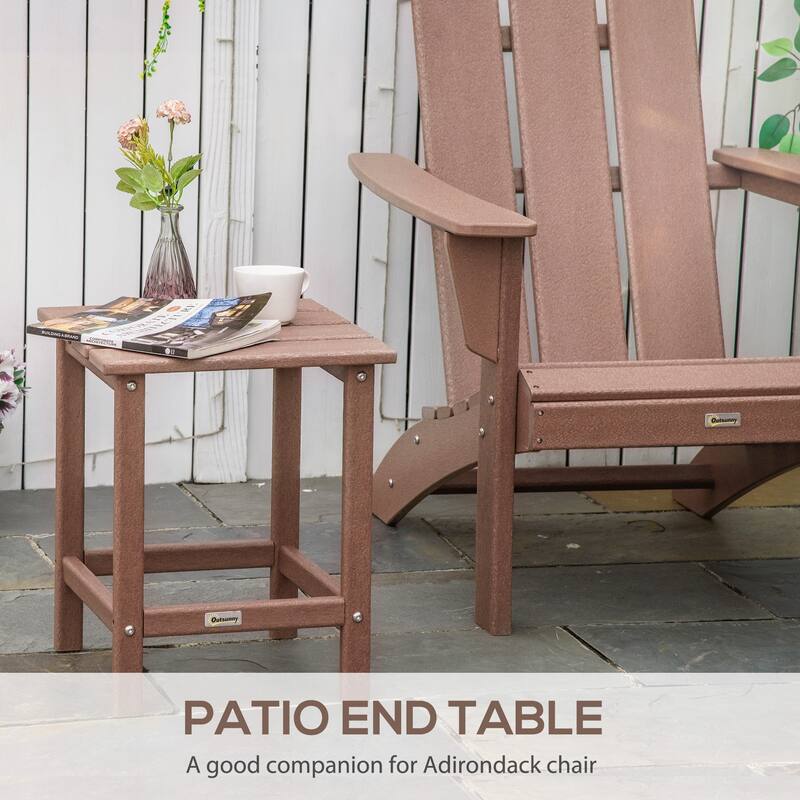 Outsunny Patio Side Table, Square Outdoor End Table, HDPE Plastic Tea Table for Adirondack Chair, Backyard or Lawn