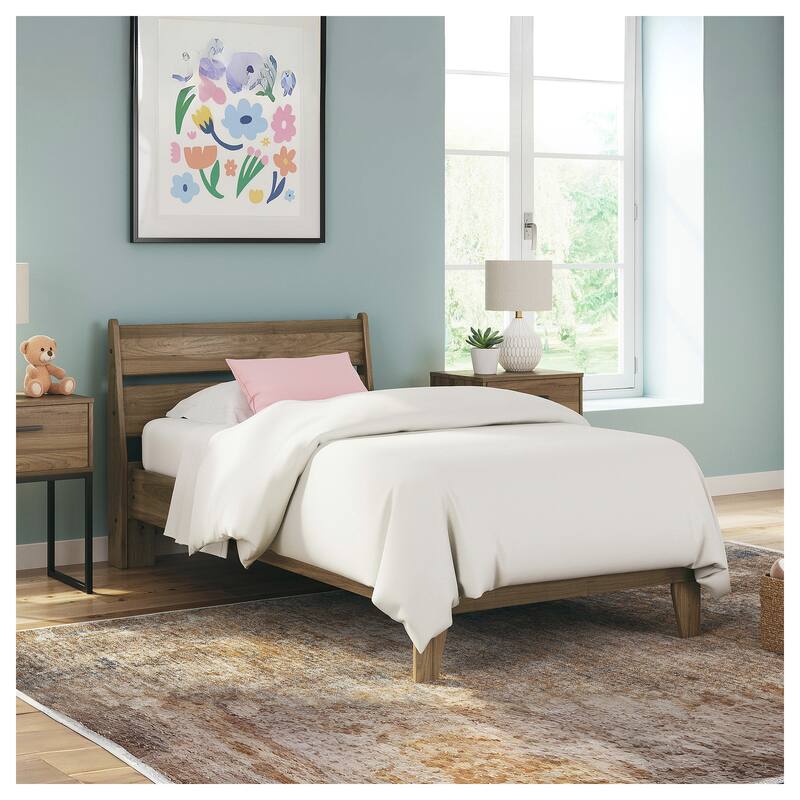 Signature Design by Ashley Deanlow Brown Platform Panel Bed - Twin