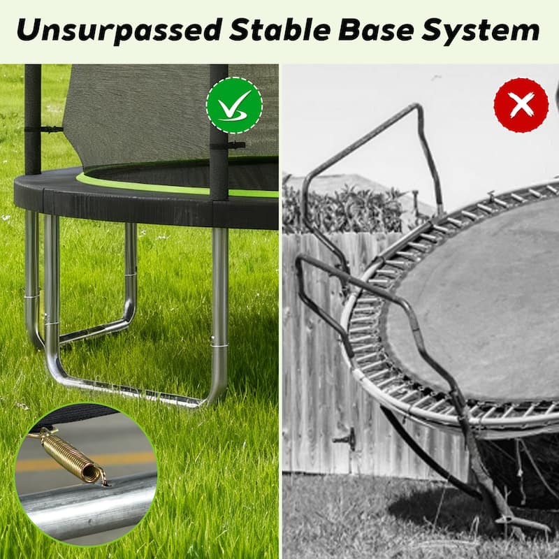 Toddler Trampoline - Safety Enclosure, Basketball Hoop & Ball, Indoor Outdoor Use - Black+Green - 168