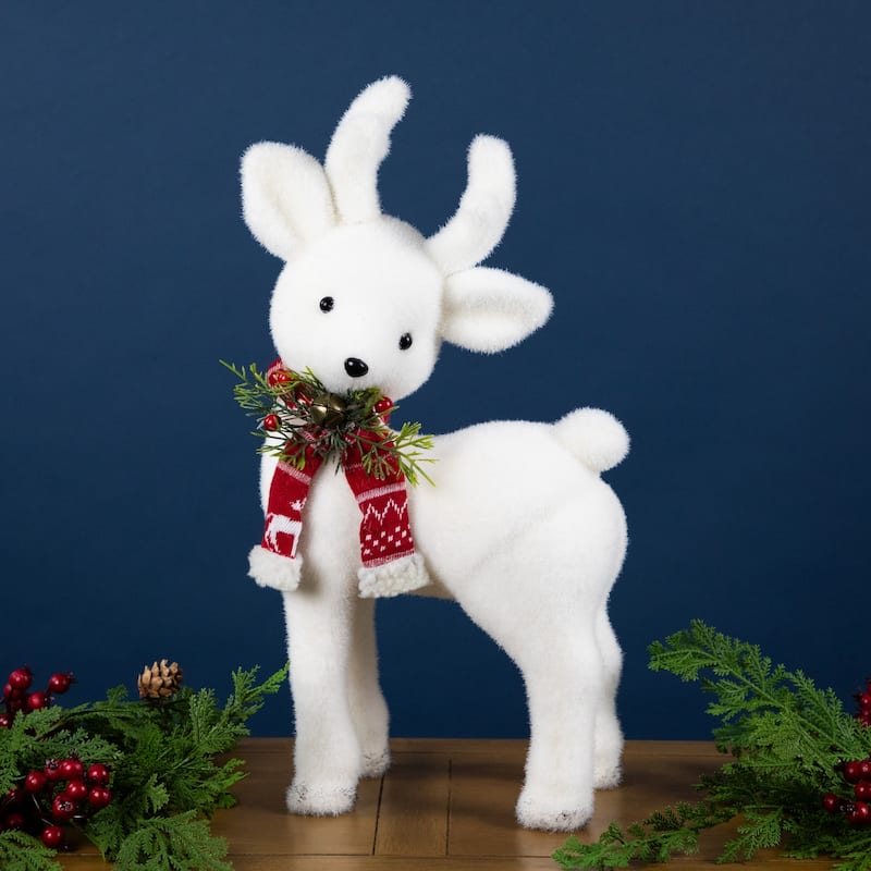 Standing Baby Deer with Scarf Christmas Figurine - 15.75"