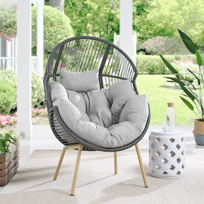 Gymojoy Outdoor Egg Chair with Cushion Patio Furniture Egg Chair Ottoman Set