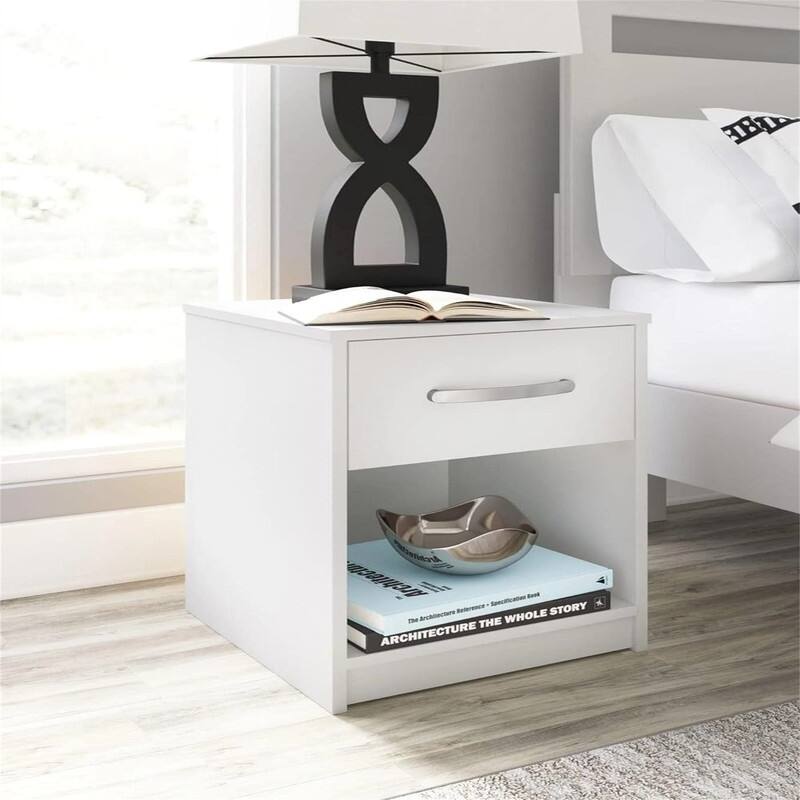 Finch Modern 1 Drawer Night Stand with Open Cubby Black - White-1