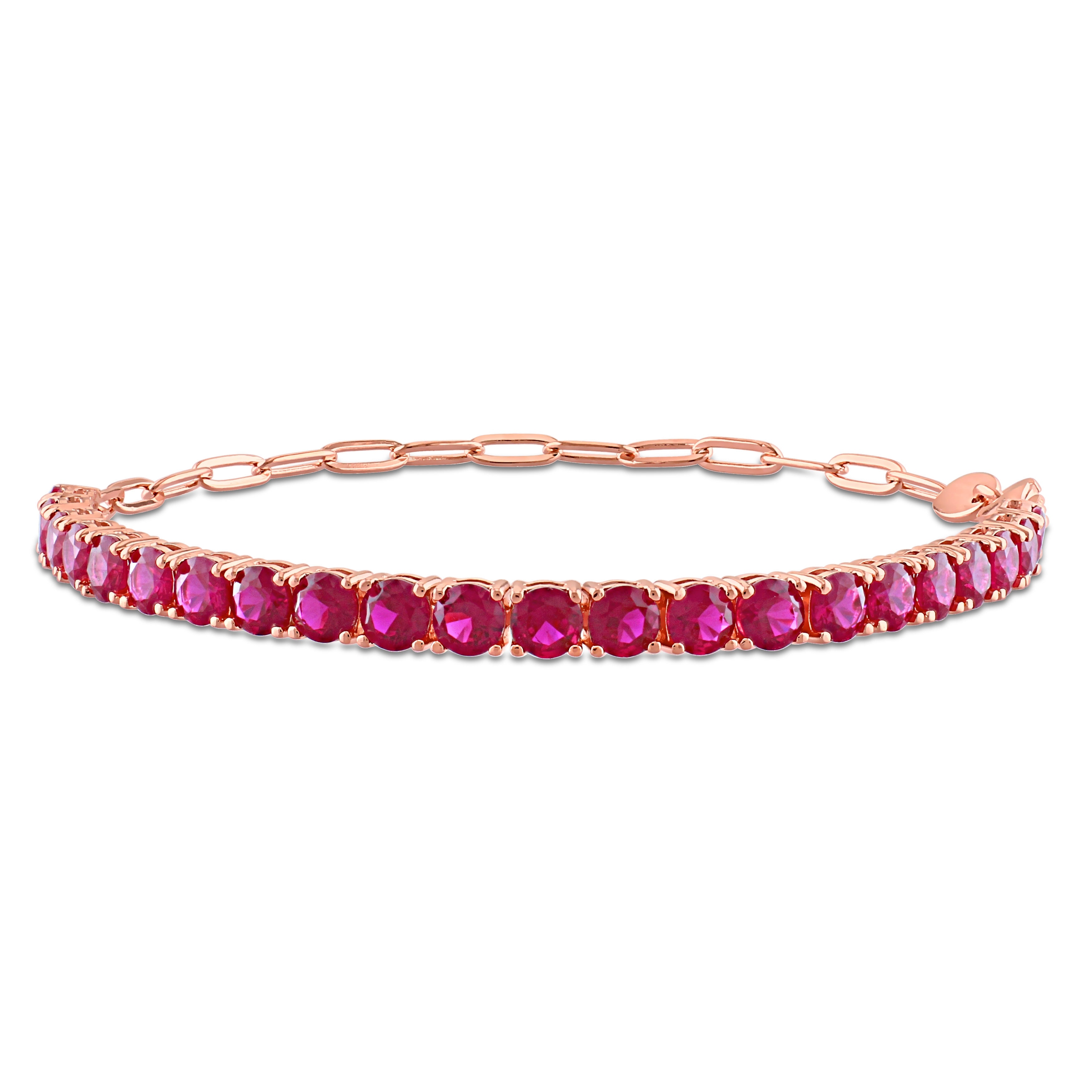 Miadora Red Cubic Zirconia Tennis Bracelet in Rose Plated Sterling Silver