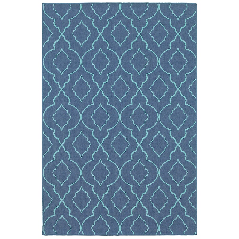 Miramas Navy Blue Geometric Outdoor Casual Area Rug