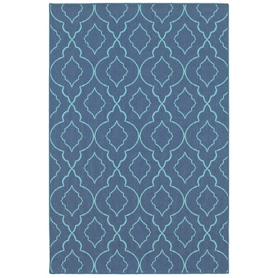 Miramas Navy Blue Geometric Outdoor Casual Area Rug