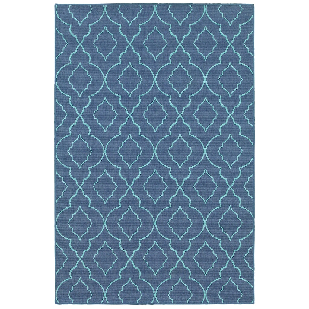 Miramas Navy Blue Geometric Outdoor Casual Area Rug
