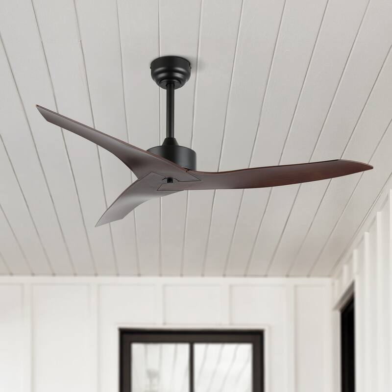 Sully 50" Modern Minimalist Iron/Plastic Mobile-App/Remote-Controlled 6-Speed Razor Ceiling Fan, by JONATHAN Y