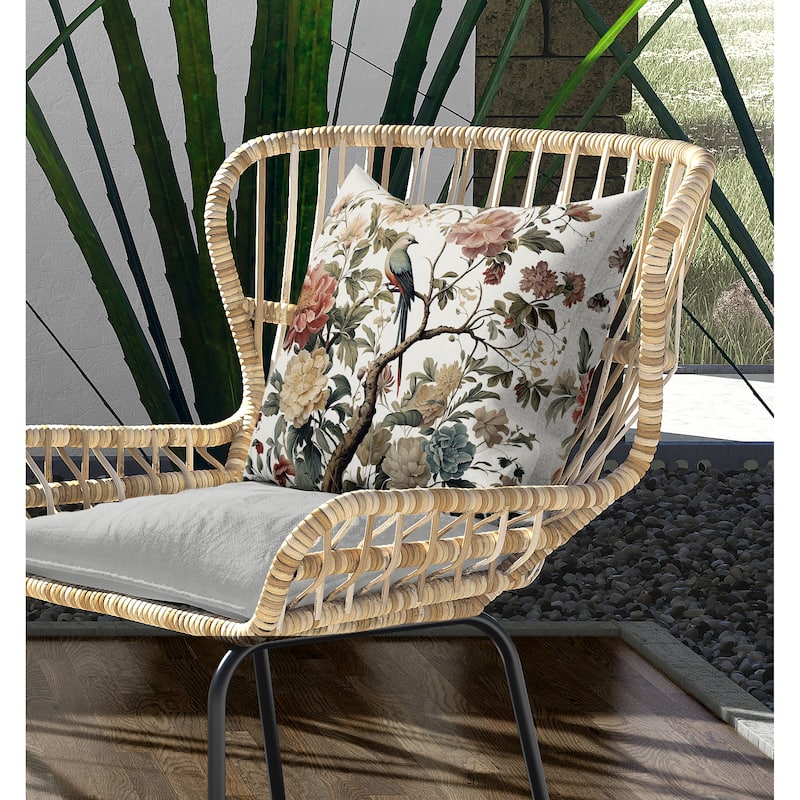 Bloom Bower Bliss Indoor/Outdoor Reversible Throw Pillow White and Green