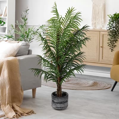 American Art Decor Artificial Palm Tree in Cement Pot Faux Plant for Home or Office - 60"