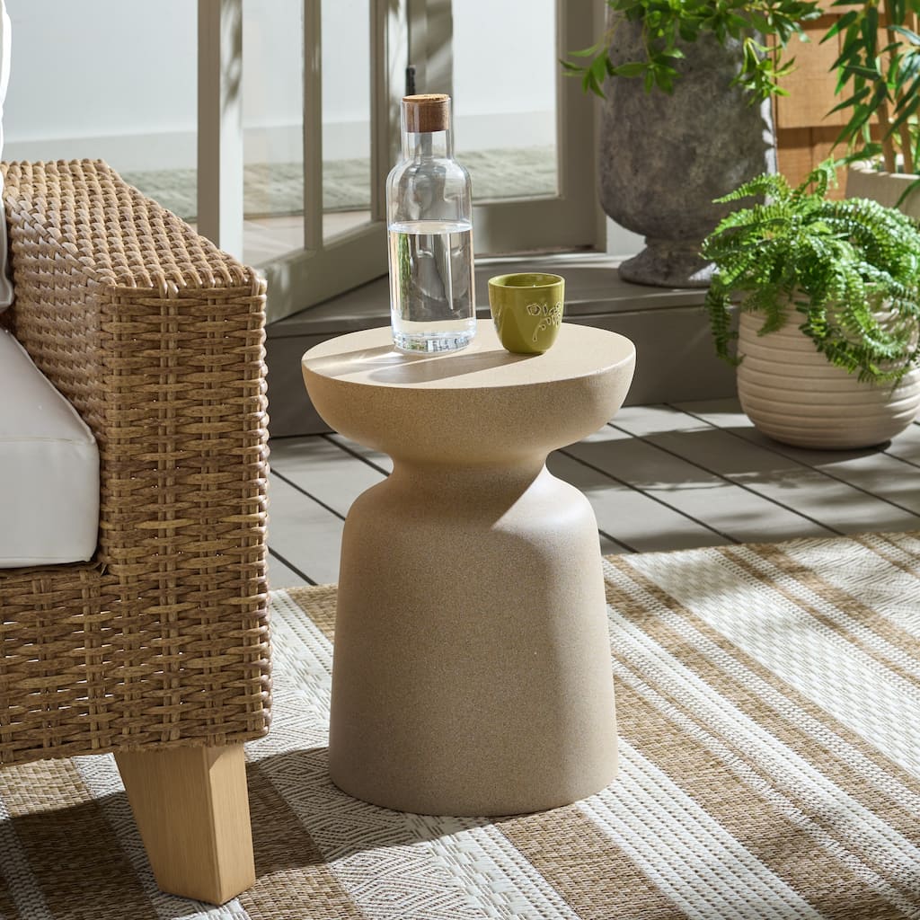 SAFAVIEH Outdoor Patio Furniture Tina Mushroom Accent Table, Sculptural Side Table for Indoor and Outdoor Use