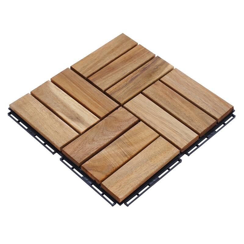 1 ft. x 1 ft. Acacia Wood Outdoor Interlocking Deck Tiles, Box of 20