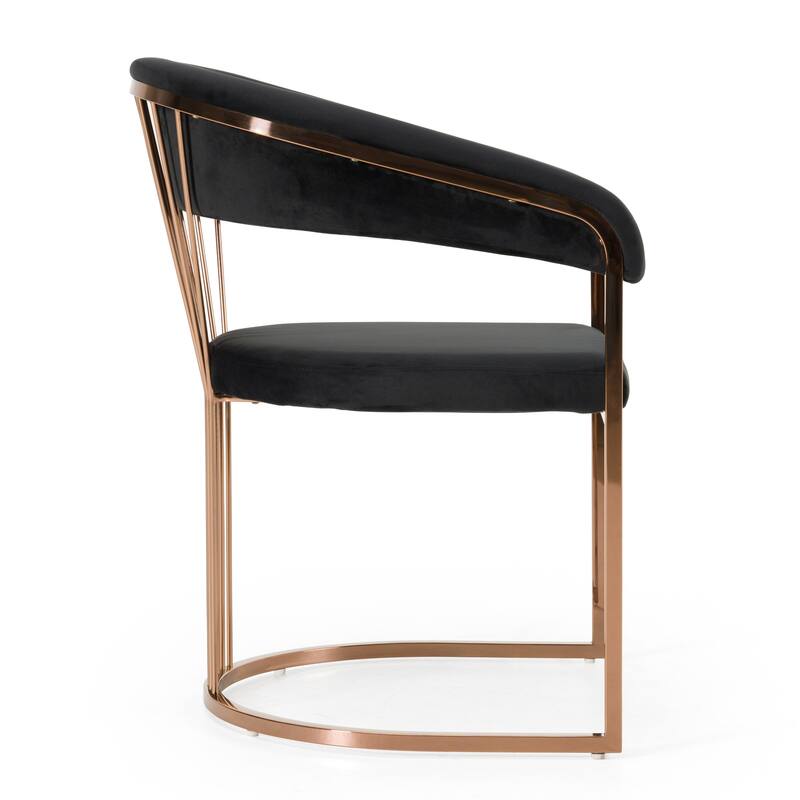 Modrest Linda Modern Black Velvet and Rosegold Dining Chair