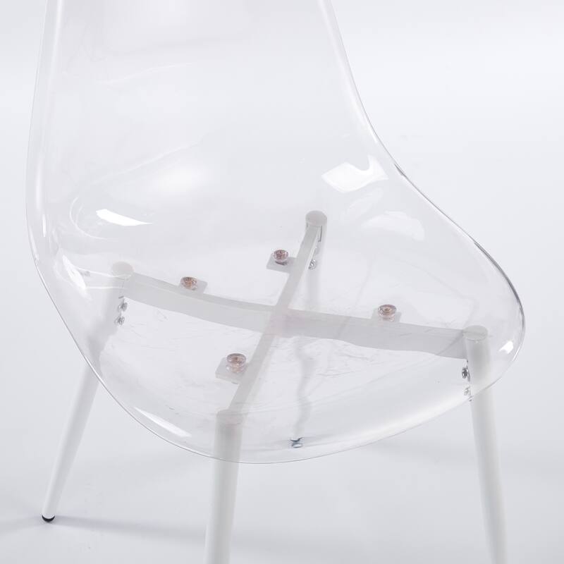 Transparent Shell Dining Chairs, Metal Legs Modern Design, Set of 4