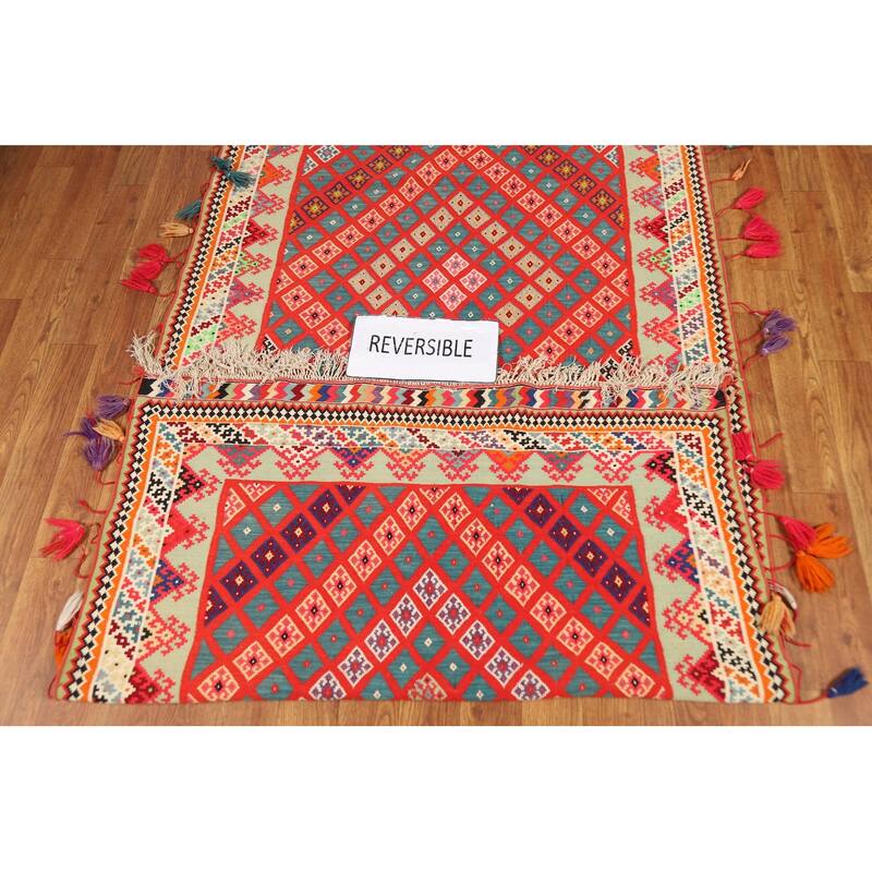 Pre-1900 Antique Vegetable Dye Kilim Persian Runner Rug - 3'2"x 17'1"