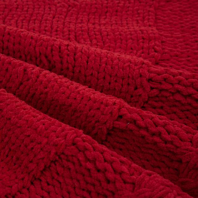 Glitzhome 52"D Knitted Polyester Christmas Tree Skirt