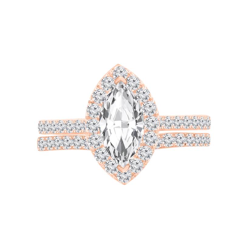 Auriya 1 1/2ctw Marquise Halo Diamond Engagement Ring Set 14k Gold