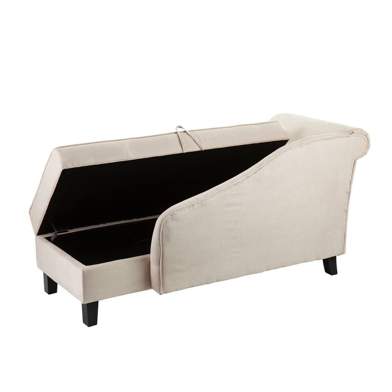 SEI Furniture Avery Transitional Beige Fabric Chaise Lounge w/ Storage