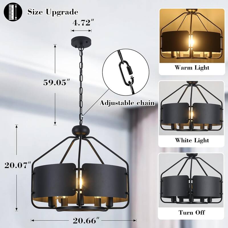 5 Light dining room light black kitchen island light metal pendant light
