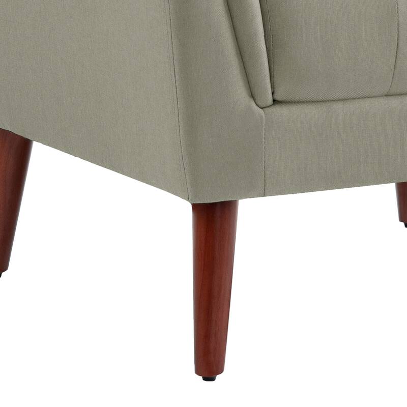 2 Set Mid Century Modern Linen Accent Armchair with Wooden Legs