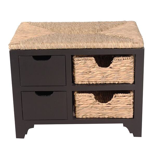 Shop Top Storage Bench W 2 Drawers And 2 Hyacinth Storage Baskets