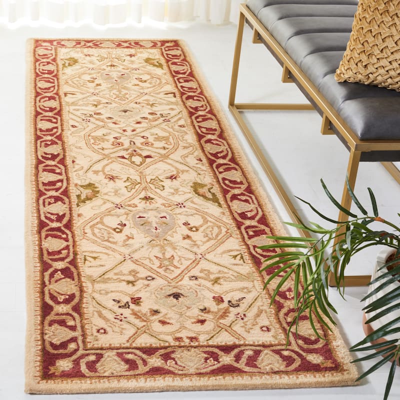 SAFAVIEH Handmade Persian Legend Pietra Traditional Oriental Wool Rug - 2'6" x 16' Runner - Ivory/Rust