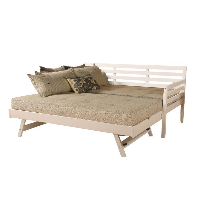 Somette Boho Daybed and Pop Up Bed in White with Mattresses