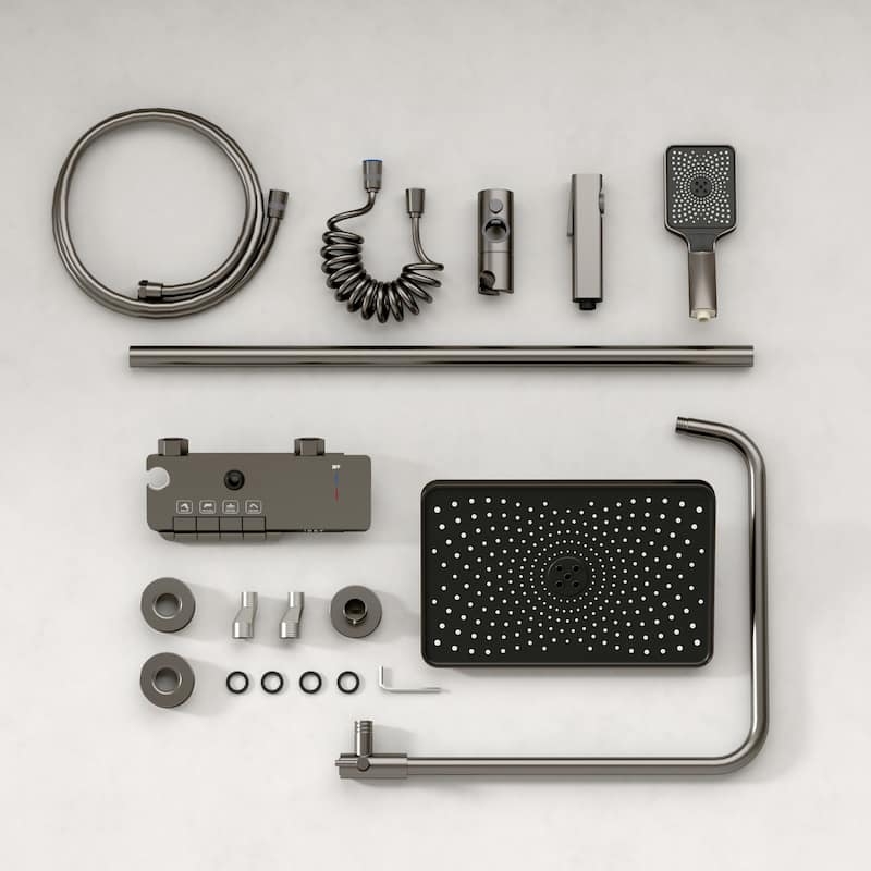 Thermostatic Shower System, Digital Display Bathroom Shower Faucet Set