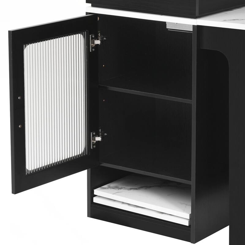 Kitchen Storage Table with Double-sided Storage, Kitchen Island with 2 Drawers