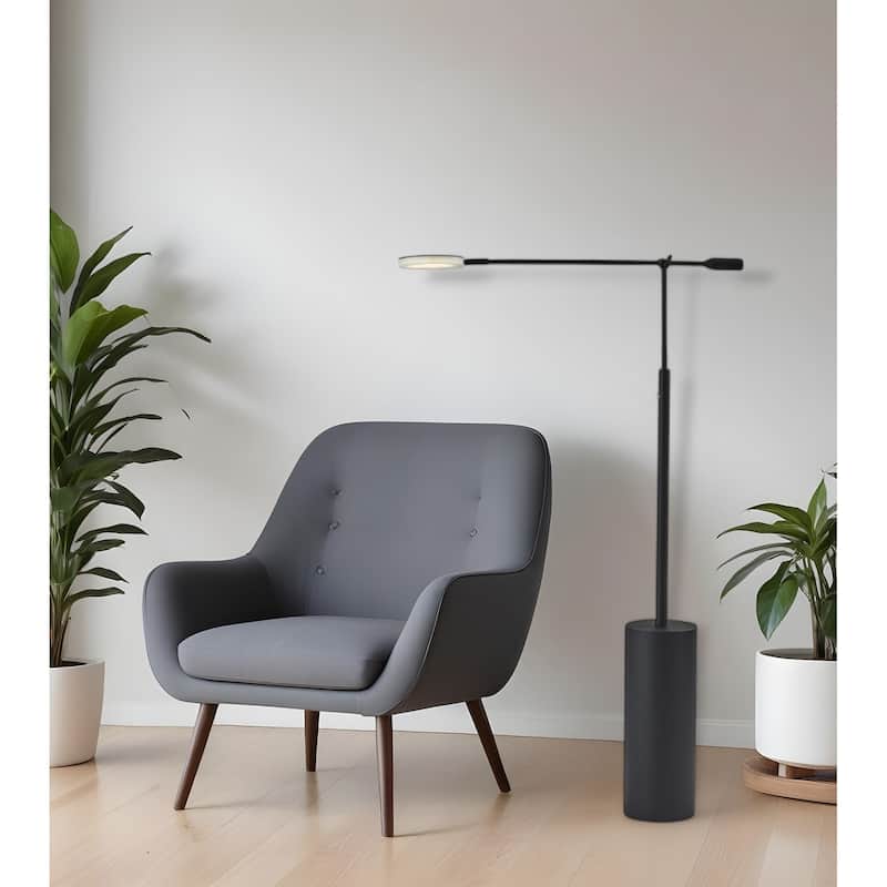 Three Color Adjustable Floor Lamp Black Metal Saucer LED
