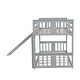 preview thumbnail 25 of 25, Twin Over Twin Bunk Bed Floor Bunk Bed with Slide and Ladder