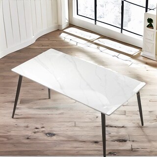 Sintered Stone Dining Table with Carbon Steel Legs - N/A - Bed Bath ...