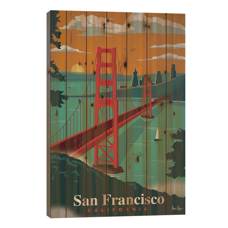 San Francisco Print On Wood by IdeaStorm Studios - Multi-Color - 40x26x1.5