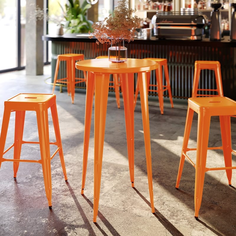 24'' Round Metal Indoor-Outdoor Bar Height Table - 24"W x 24"D x 41"H