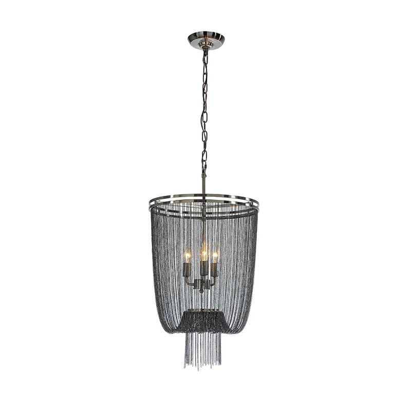 Glam Contemporary 3-Light 16 Inch Chainmail Tassel Chandelier Dimmable Hanging Light For Living Room Dining Room - W16''