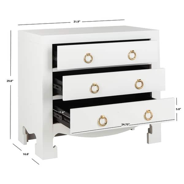 SAFAVIEH Dion 3 Drawer Chest - White / Gold