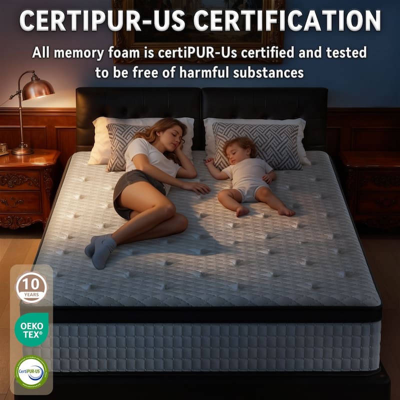 Meyreso 12-inch Hybrid Mattress with Memory Foam Comfort & Individually Wrapped Coils