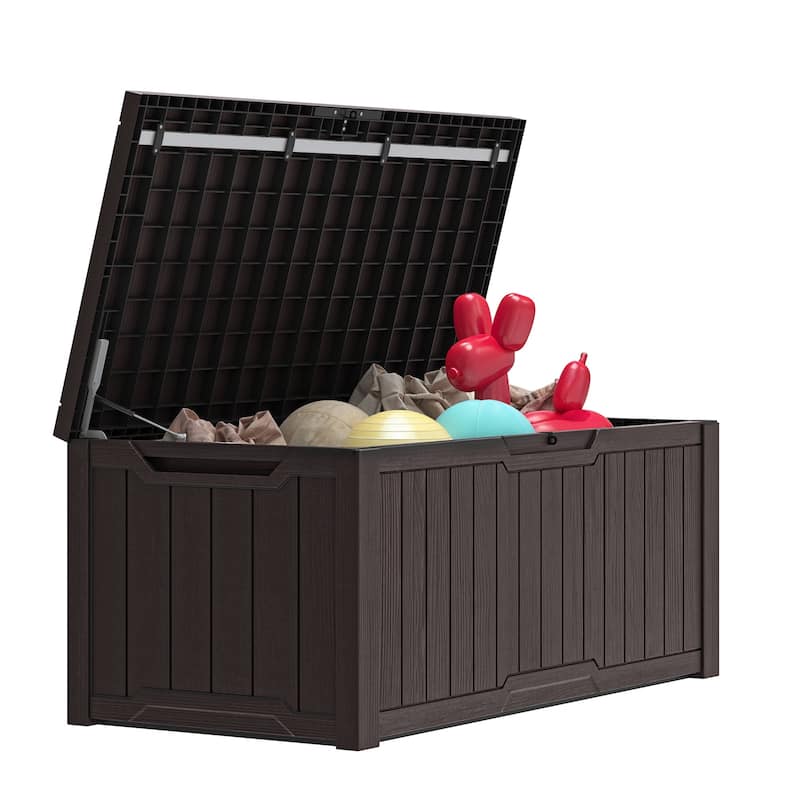 120 Gallons Large Resin Water Resistant Lockable Deck Box