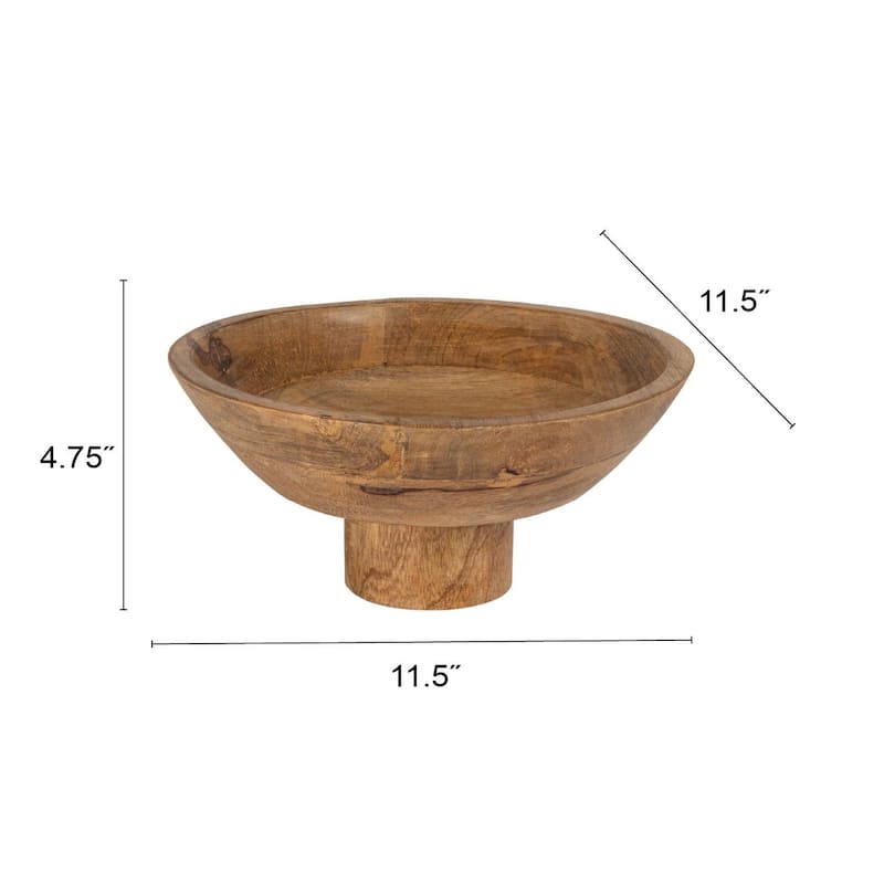 Mango wood footed bowl