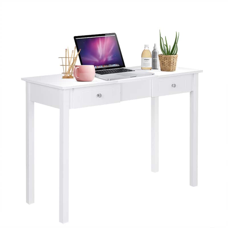 Costway Vanity Table Dressing Table Flip Top Desk Furniture White