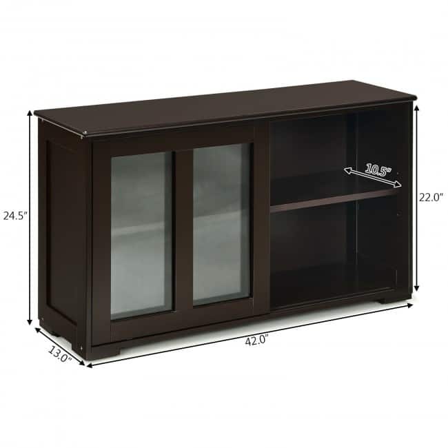 Sideboard Buffet Cupboard Storage Cabinet with Sliding Door - 42" x 13.0" x 24.5" (L x W x H)