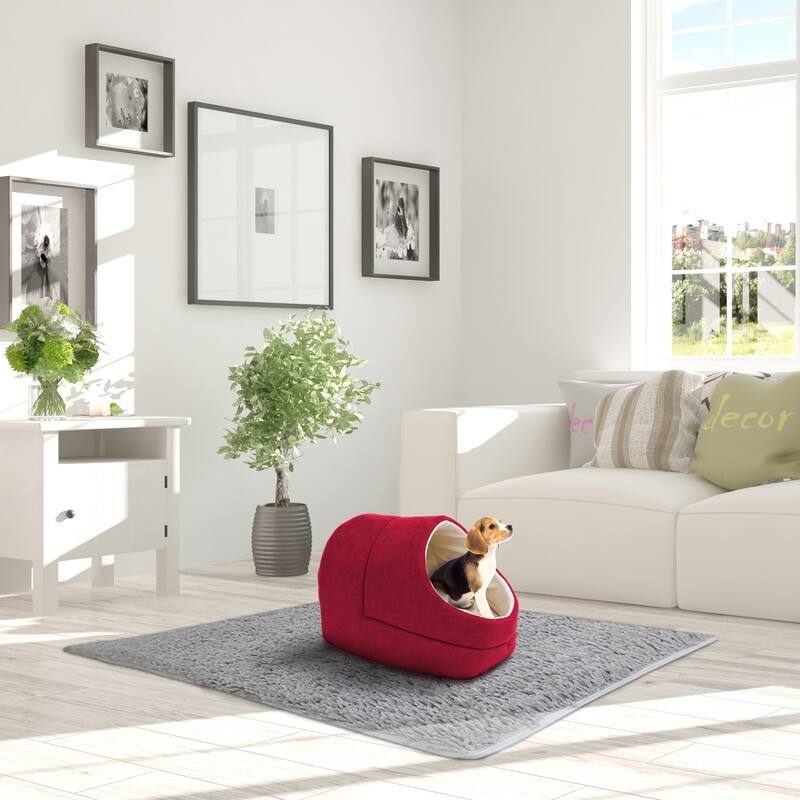 GOOPAWS Cave Covered Cat & Small Dog Bed