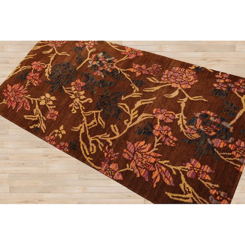 Hand Knotted Michaelian & Kohlberg BrownTibetan 100% Wool Area Rug - 3' 1'' x 6' 2''