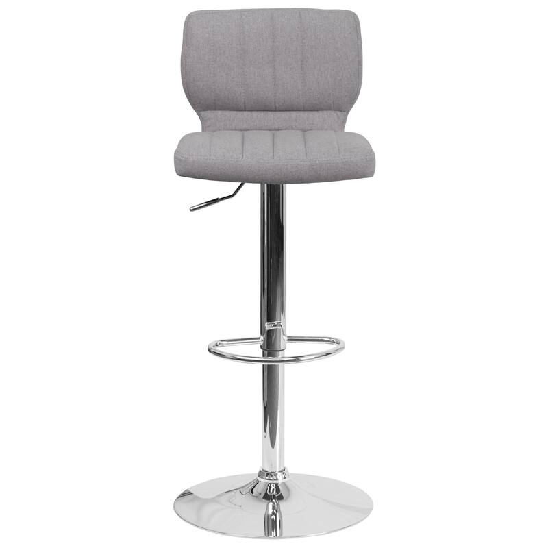 Contemporary Chrome Adjustable Bar Stool - 16.5"W x 19"D x 34.5" - 43"H