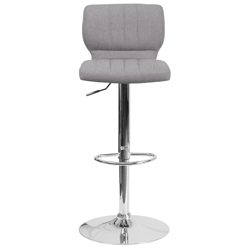Vinyl Adjustable Barstool with Vertical Stitch Back (Set of 2)