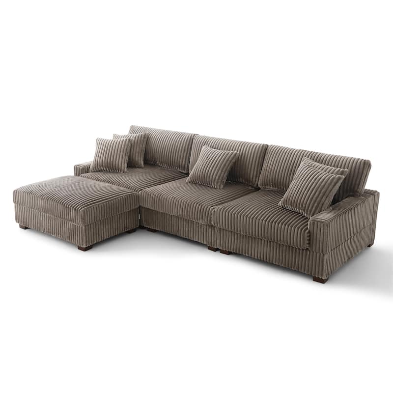 118.4"W Plush Modular Sectional Sofa with Pillows