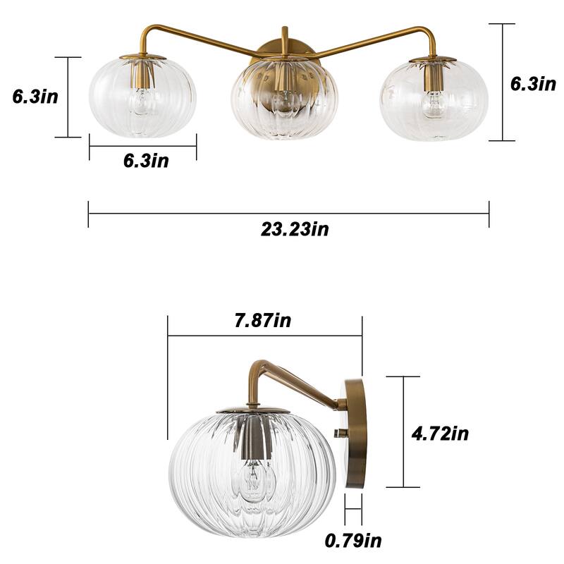 23 in. Modern Bathroom Vanity Light Glass Wall Sconce