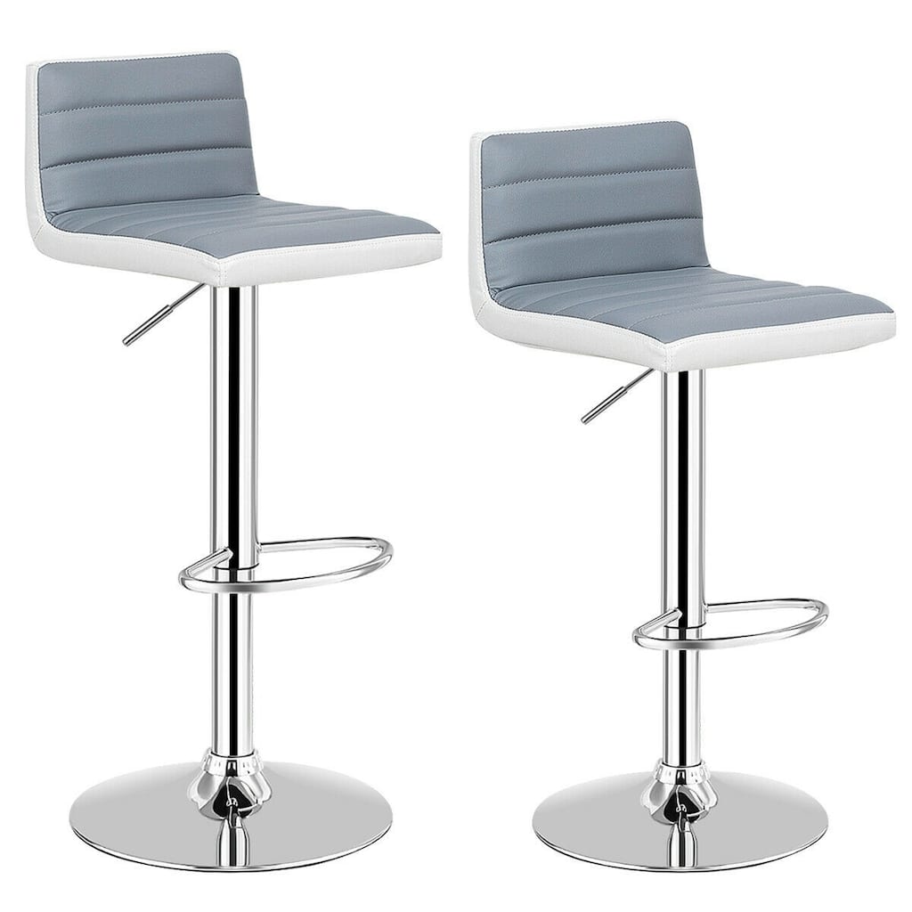 Set of 2 Adjustable PU Leather Bar Stools - 14.5" x 17" x (31" - 39") (W x D x H)