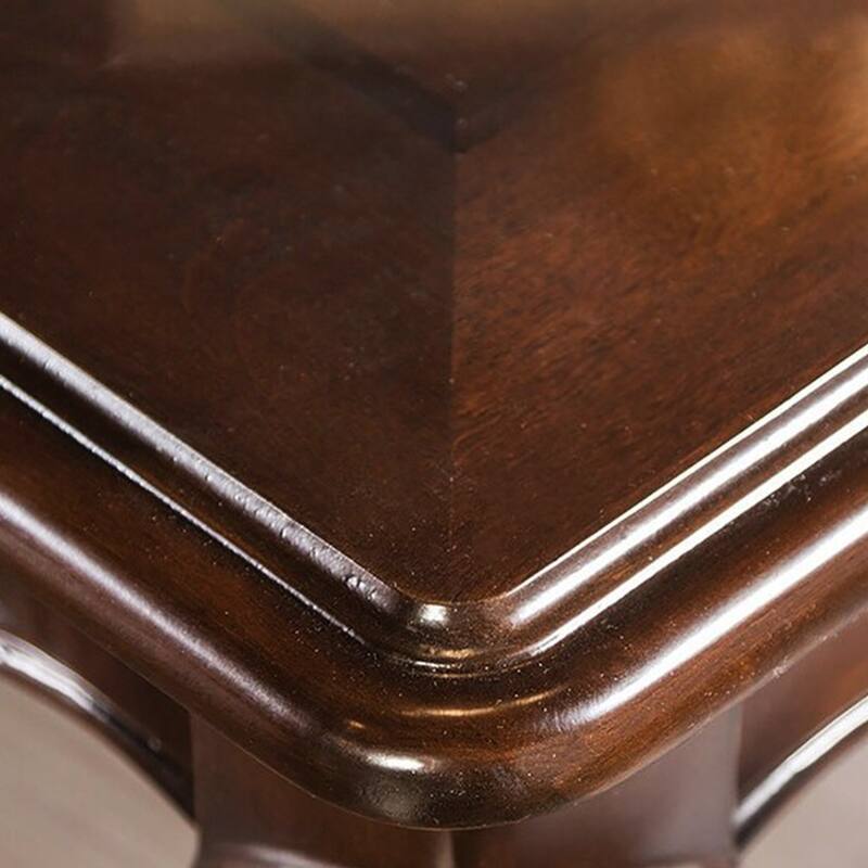 Wooden End Table with Gold Highlights Design in Dark Cherry